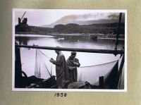 1939 – MFR Acacia. Donald Reid (on the left), note gòbhlaghn net drying framework in background