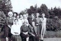 Mid 1950's Kyleakin SWRI at Dunringell for afternoon tea:
Standing left to right:  Nan Smith, Agnes Soper, Mena MacLean, Annie MacKinnon, Teenie Reid, Annabelle Nicolson, Bella MacColl, Annie MacInnes and Myra Finlayson
Sitting: Flo Reid, Eva Forsyth and Evelyn Douglas-Hamilton