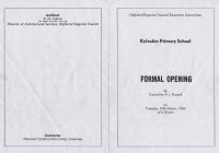 Kyleakin Primary Formal Opening Program - 1983.