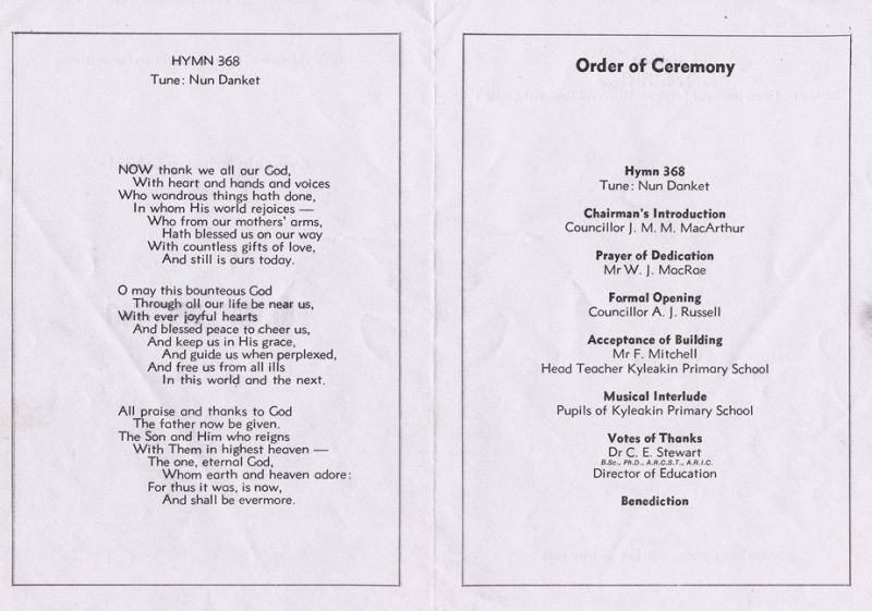 Kyleakin Primary Formal Order of Ceremony - 1983.