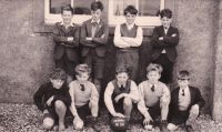 Kyleakin Public School 1950
Back row: Jimmy Urquhart,  Billy MacKay,  Lachie Robertson,  Leslie MacColl
Front row: Stanley Robertson,  Hilton Grigor,  Harvey Grigor,  Howard Grigor,  Hector Grant.