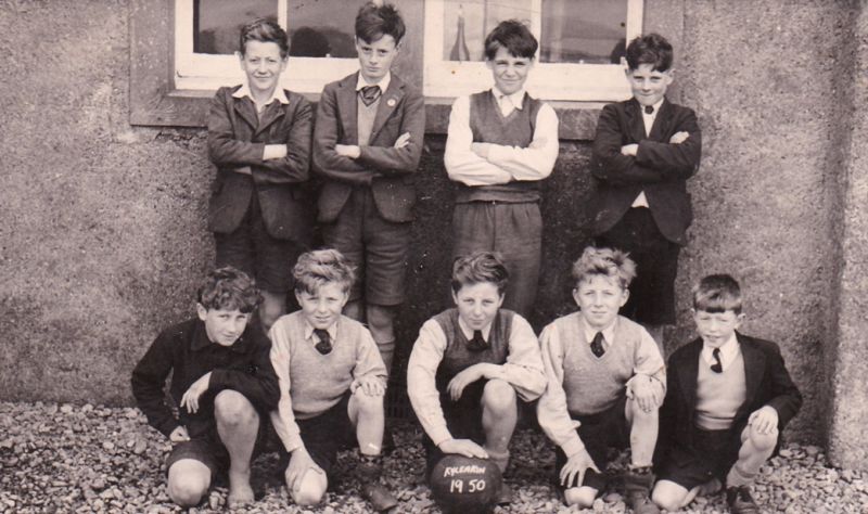 Kyleakin Public School 1950
Back row: Jimmy Urquhart,  Billy MacKay,  Lachie Robertson,  Leslie MacColl
Front row: Stanley Robertson,  Hilton Grigor,  Harvey Grigor,  Howard Grigor,  Hector Grant.