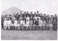 Broadford Junior Secondary School – Circa 1966
Back row: John MacSween (Headmaster), Norrie Robertson(S), Ian MacLean, Duncan MacDonald (W), Angus Morrison, Donald Neil MacInnes (T), Neil ? (Bonkers) (S), Alistair MacIntyre (Breadalbane), John Robertson,  Billy Fairfowl (S), Donald John MacInnes (S), Neil MacLure (S), Charlie MacKinnon (Brd), John Angus MacLeod, Hamish Fraser (B), John MacKinnon (Teacher)
Middle Row: Peter MacPherson (S), Ian Charles MacKinnon (Brd), Calum MacLeod (B), Alan Fraser (Brd), Elizabeth MacKinnon (E), Joan MacPherson (S), Donna MacKinnon (H), Isobel Nicolson, Euphemia Robertson (Brd), Wilma Anderson (B), Catriona MacInnes (Brd), Norman MacInnes (S), Archie MacPherson (S)
Front row: Mrs MacLean (Teacher), Elizabeth Graham, Mary Ann Lamont (Brd), Ann Macrae (Brd), Margaret Anderson (B), Morag Branson, Catherine Macrae (Brd), Hannah Smith (Brd), Kathleen MacPherson (B), Catriona MacKinnon, Kate MacKinnon (L), Grace Brown (S), Kennac MacKinnon, (Brd), Isobel Kennedy (S), Rena Robertson, Donald John Morrison
Key: S = Sleat, W = Waterloo, T = Torrin, Brd = Broadford, B = Breakish, E = Elgol, H = Heaste, L = Luib, remainder all Kyleakin.