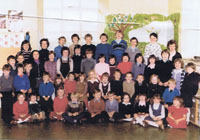 Circa 1980 - Old Kyleakin Primary School:
Back row: Teachers  Alison Beaton and Margaret MacLeod (Kyle), Alistair Fry, Paul Cornish, Grant Wilson, Donald MacLeod, Campbell Macrae, Malcolm Reid, Martin Macrae and teacher - Margaret Gray
Next row: Norman Robertson, Finlay Morrison, Angela Macrae, Mairi MacAskill, Susan MacNaught, Donald MacLennan, Marie MacIntosh, Debra Fry, Christine MacAskill, Annette Chiffers, Peter Macrae, Anne MacKenzie, Susan Cornish, Eileen Mackintosh and Caroline MacPherson
Next row:  John Sikorski, Mairi Reid, Kevin MacLean, Angus MacInnes, Carol Ann Rose, Maureen MacPherson, Melissa MacDougall, Zoe Linington, Ruth MacAskill, John Pearson, Neil Morrison, Michael MacLean, Pat Pearson and Hector MacInnes
Frint row:  Colleen Branson, Bruce Wotherspoon, Lesley Branson, Ewen Campbell, David MacLennan, Allan Grant, Louise Wotherspoon, Neilian MacKenzie, Nicola Clouston and Alison MacInnes