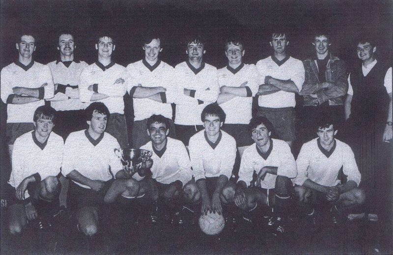 Circa 1981 - Kyleakin Football Team Back row, left to right:  Peter Robertson, John Robertson, William Finlayson (Winkie, Breakish), William MacKinnon, Michael Taylor, Joe Stanton, Alasdair Morrison, Donald MacLennan, Calum MacLeod Kneeling:  John Reid, Christopher MacKinnon, Paul Ryan (Taffy, Broadford), Ronald Reid, John Finlayson, Donald MacLean (Cactus, Sconser)